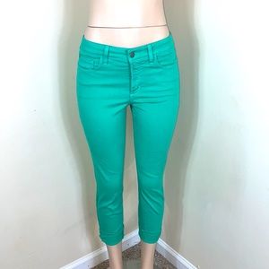 NYDJ Teal Cuffed Crop Clarissa Ankle Capri Pant 6P